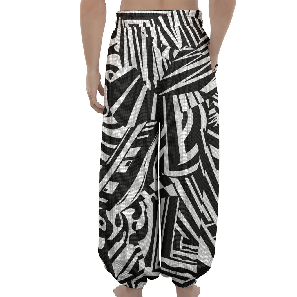 Abstract Dazzle Pattern Print Lantern Pants