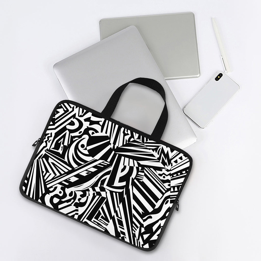 Abstract Dazzle Pattern Print Laptop Sleeve With Handle