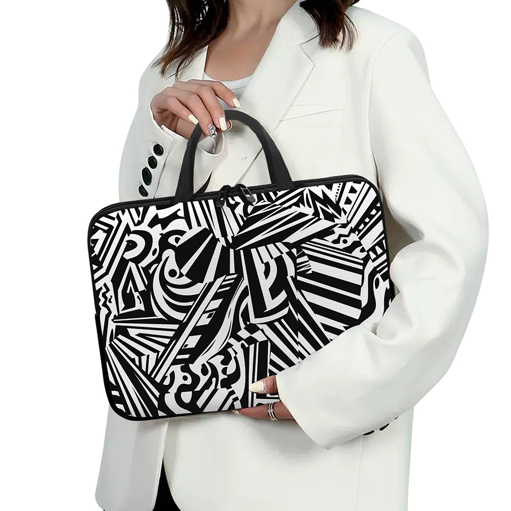 Abstract Dazzle Pattern Print Laptop Sleeve With Handle