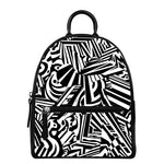 Abstract Dazzle Pattern Print Leather Backpack