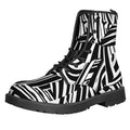 Abstract Dazzle Pattern Print Lace-Up Boots
