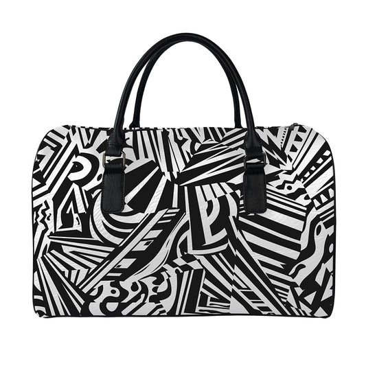 Abstract Dazzle Pattern Print Leather Duffle Bag