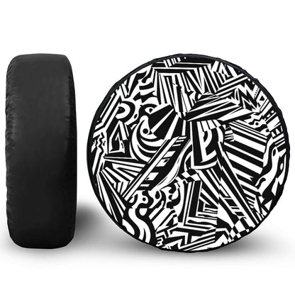 Abstract Dazzle Pattern Print Leather Spare Tire Cover