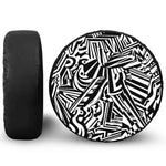 Abstract Dazzle Pattern Print Leather Spare Tire Cover