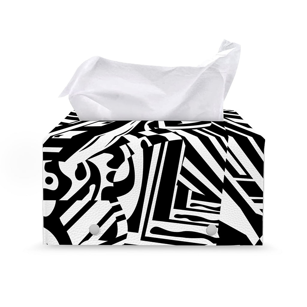 Abstract Dazzle Pattern Print Leather Tissue Box Cover
