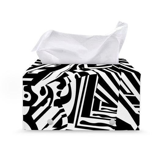 Abstract Dazzle Pattern Print Leather Tissue Box Cover