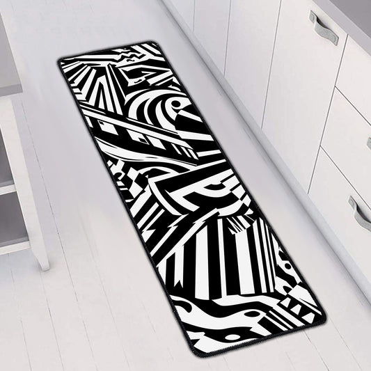 Abstract Dazzle Pattern Print Long Kitchen Mat