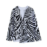 Abstract Dazzle Pattern Print Long Sleeve Short Coat