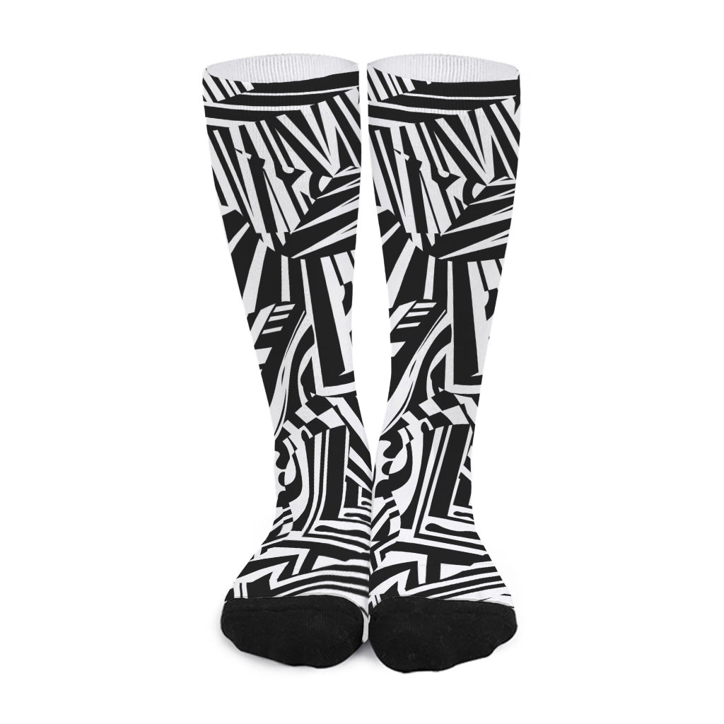 Abstract Dazzle Pattern Print Long Socks