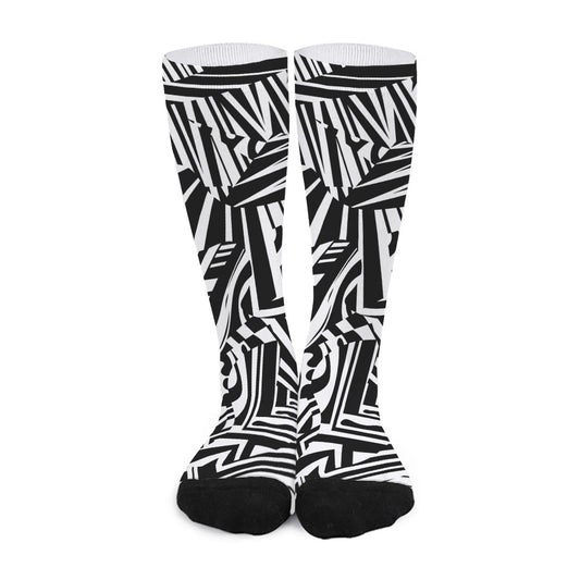 Abstract Dazzle Pattern Print Long Socks