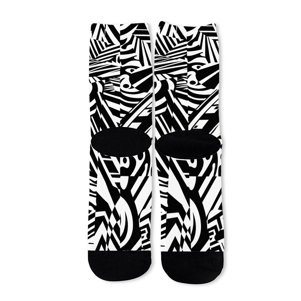 Abstract Dazzle Pattern Print Long Socks