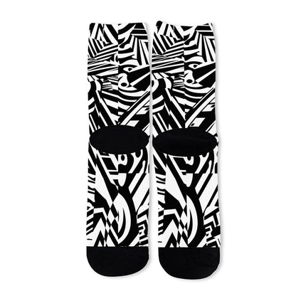 Abstract Dazzle Pattern Print Long Socks