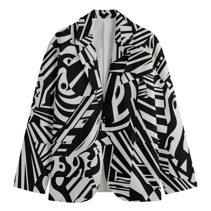 Abstract Dazzle Pattern Print Men's Cotton Blazer
