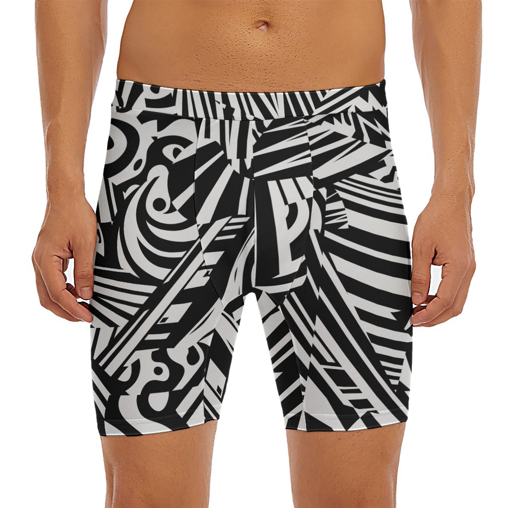 Abstract Dazzle Pattern Print Men's Long Boxer Briefs