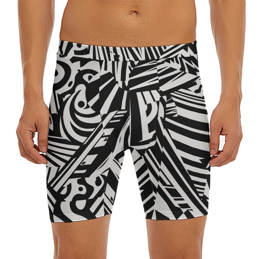 Abstract Dazzle Pattern Print Men's Long Boxer Briefs