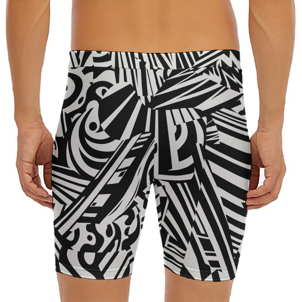 Abstract Dazzle Pattern Print Men's Long Boxer Briefs