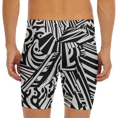 Abstract Dazzle Pattern Print Men's Long Boxer Briefs