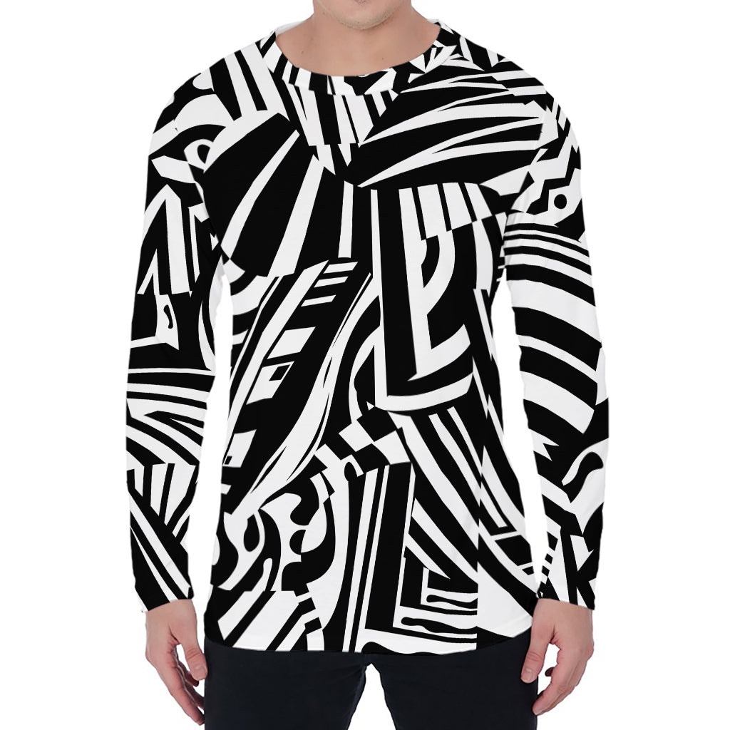 Abstract Dazzle Pattern Print Men's Long Sleeve T-Shirt