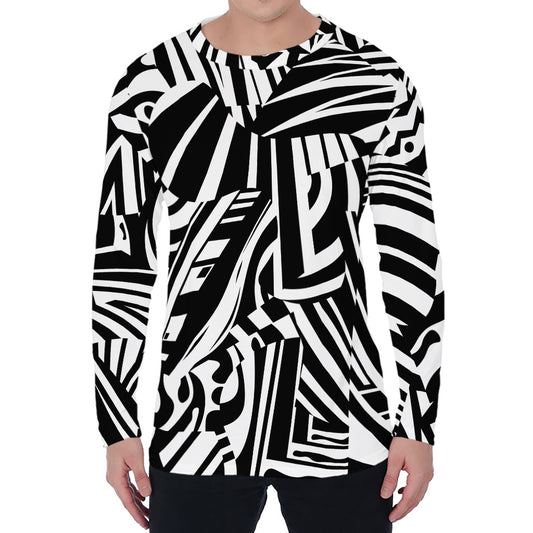 Abstract Dazzle Pattern Print Men's Long Sleeve T-Shirt