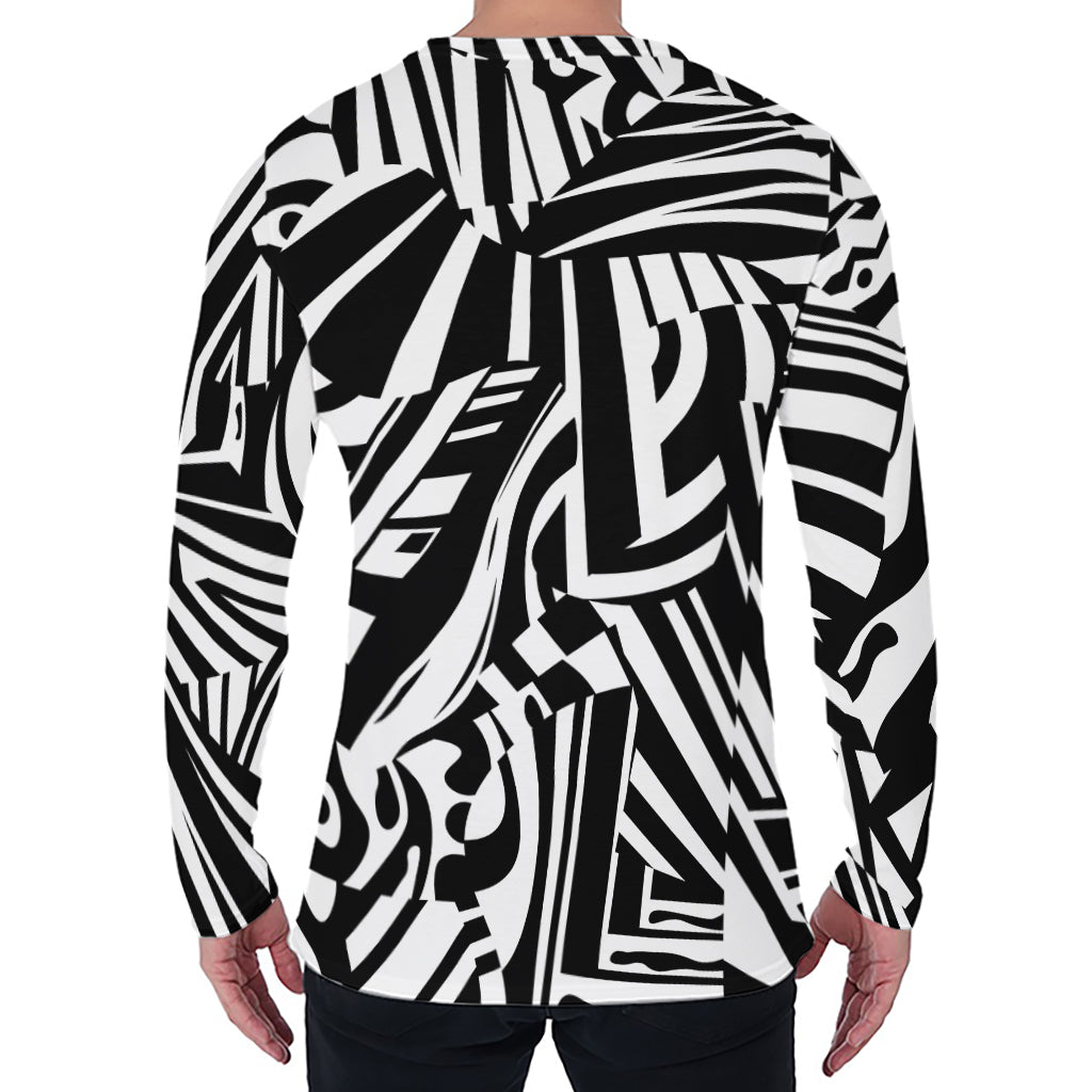 Abstract Dazzle Pattern Print Men's Long Sleeve T-Shirt