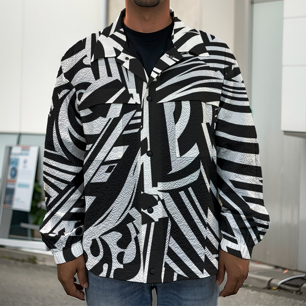 Abstract Dazzle Pattern Print Men's Shirt Jacket