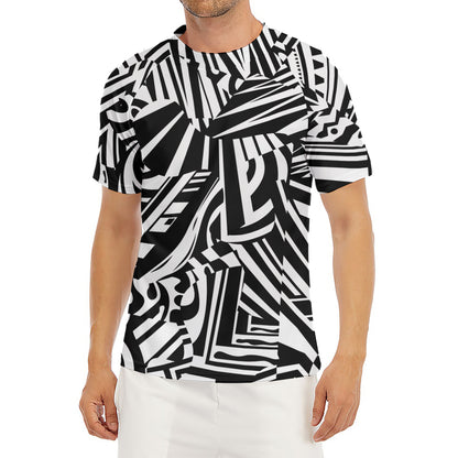 Abstract Dazzle Pattern Print Men's Short Sleeve Rash Guard