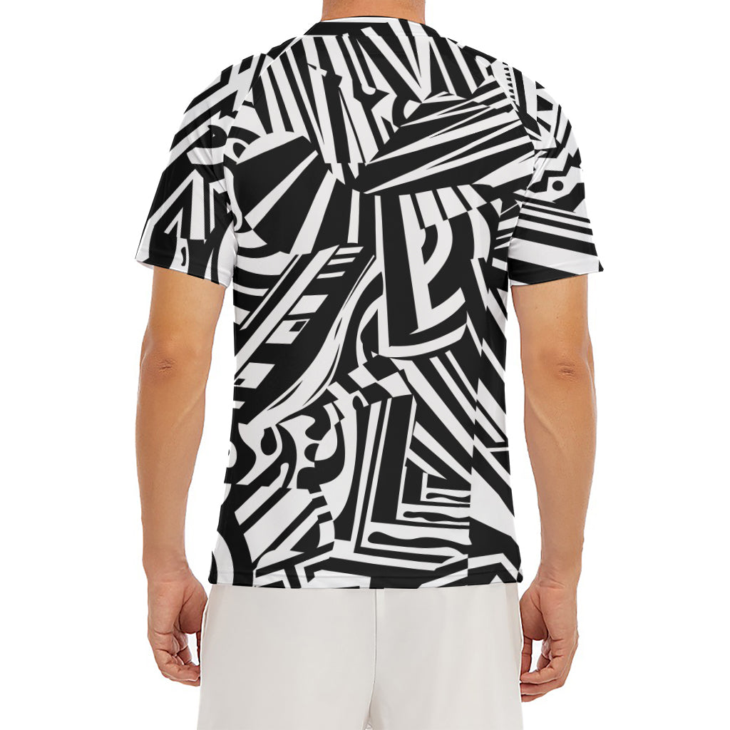 Abstract Dazzle Pattern Print Men's Short Sleeve Rash Guard
