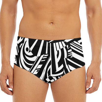 Abstract Dazzle Pattern Print Men's Triangle Swim Briefs