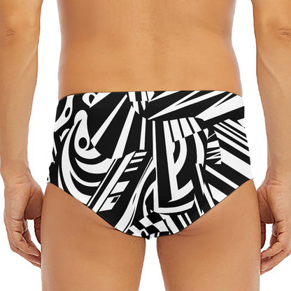 Abstract Dazzle Pattern Print Men's Triangle Swim Briefs