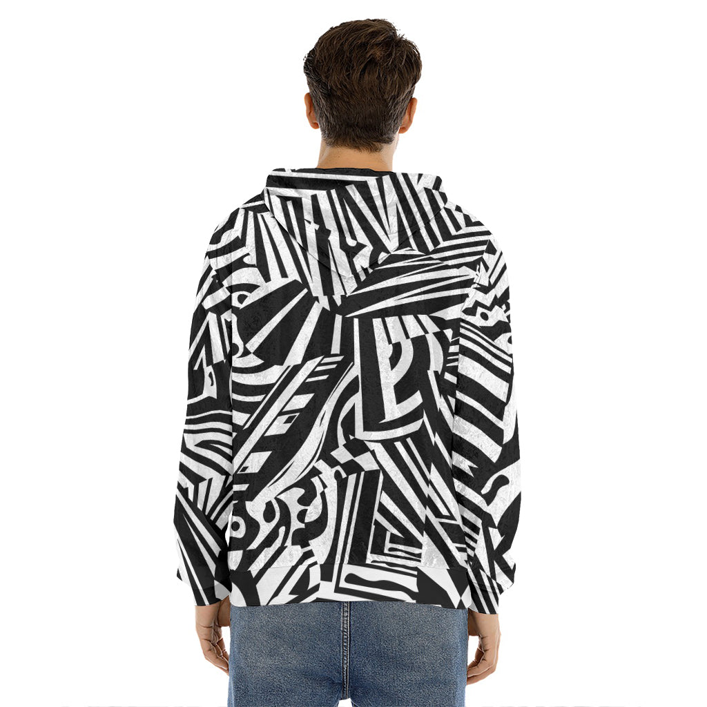 Abstract Dazzle Pattern Print Men's Velvet Pullover Hoodie