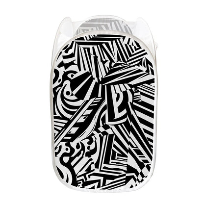 Abstract Dazzle Pattern Print Mesh Laundry Hamper