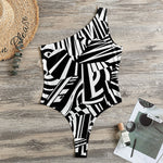 Abstract Dazzle Pattern Print One Shoulder Bodysuit