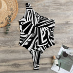 Abstract Dazzle Pattern Print One Shoulder Bodysuit