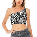 Abstract Dazzle Pattern Print One Shoulder Crop Top