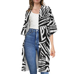 Abstract Dazzle Pattern Print Open Front Beach Cover Up