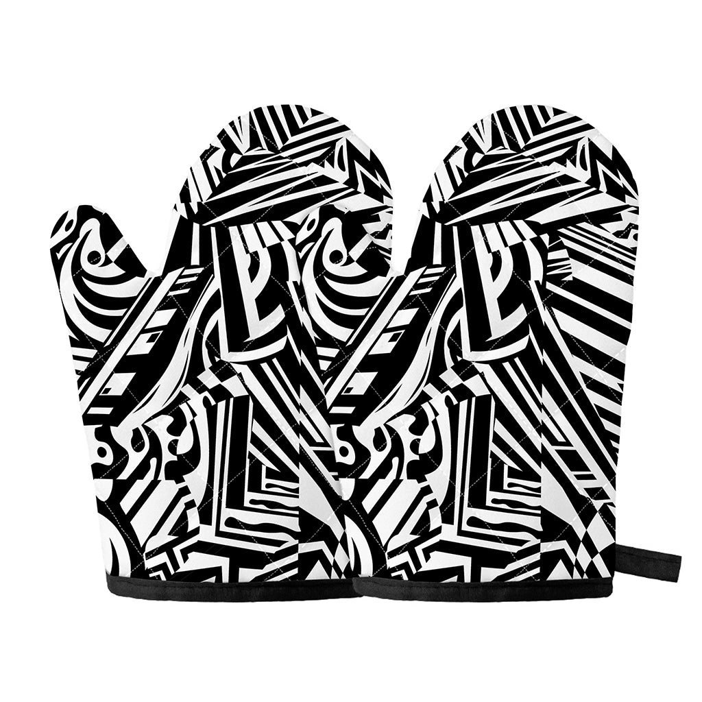 Abstract Dazzle Pattern Print Oven Mitts