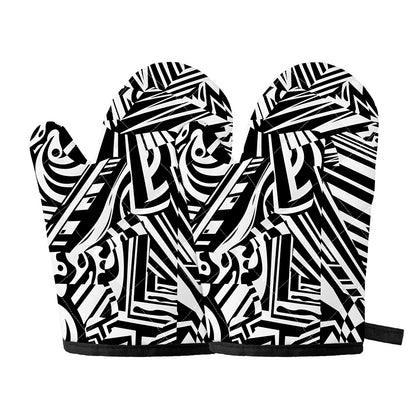 Abstract Dazzle Pattern Print Oven Mitts