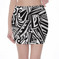 Abstract Dazzle Pattern Print Pencil Mini Skirt