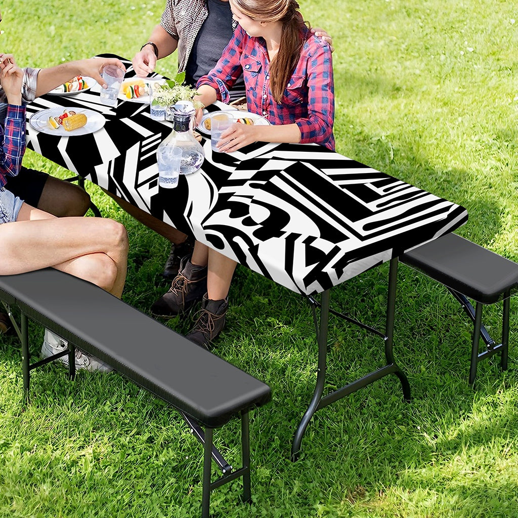 Abstract Dazzle Pattern Print Picnic Table Cover
