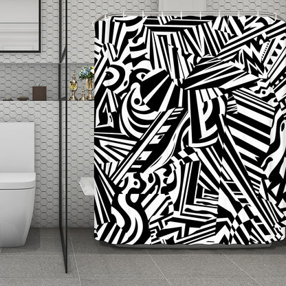 Abstract Dazzle Pattern Print Polyester Shower Curtain