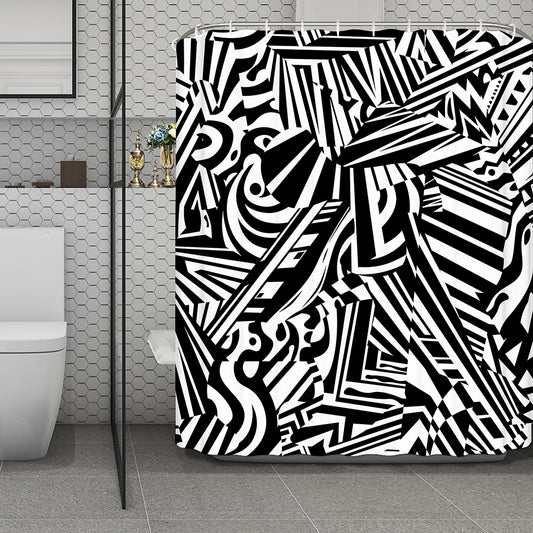 Abstract Dazzle Pattern Print Polyester Shower Curtain