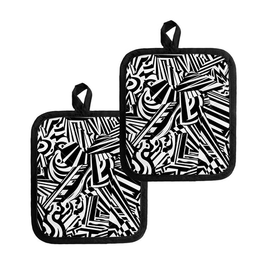 Abstract Dazzle Pattern Print Pot Holders