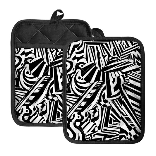 Abstract Dazzle Pattern Print Pot Holders With Pocket