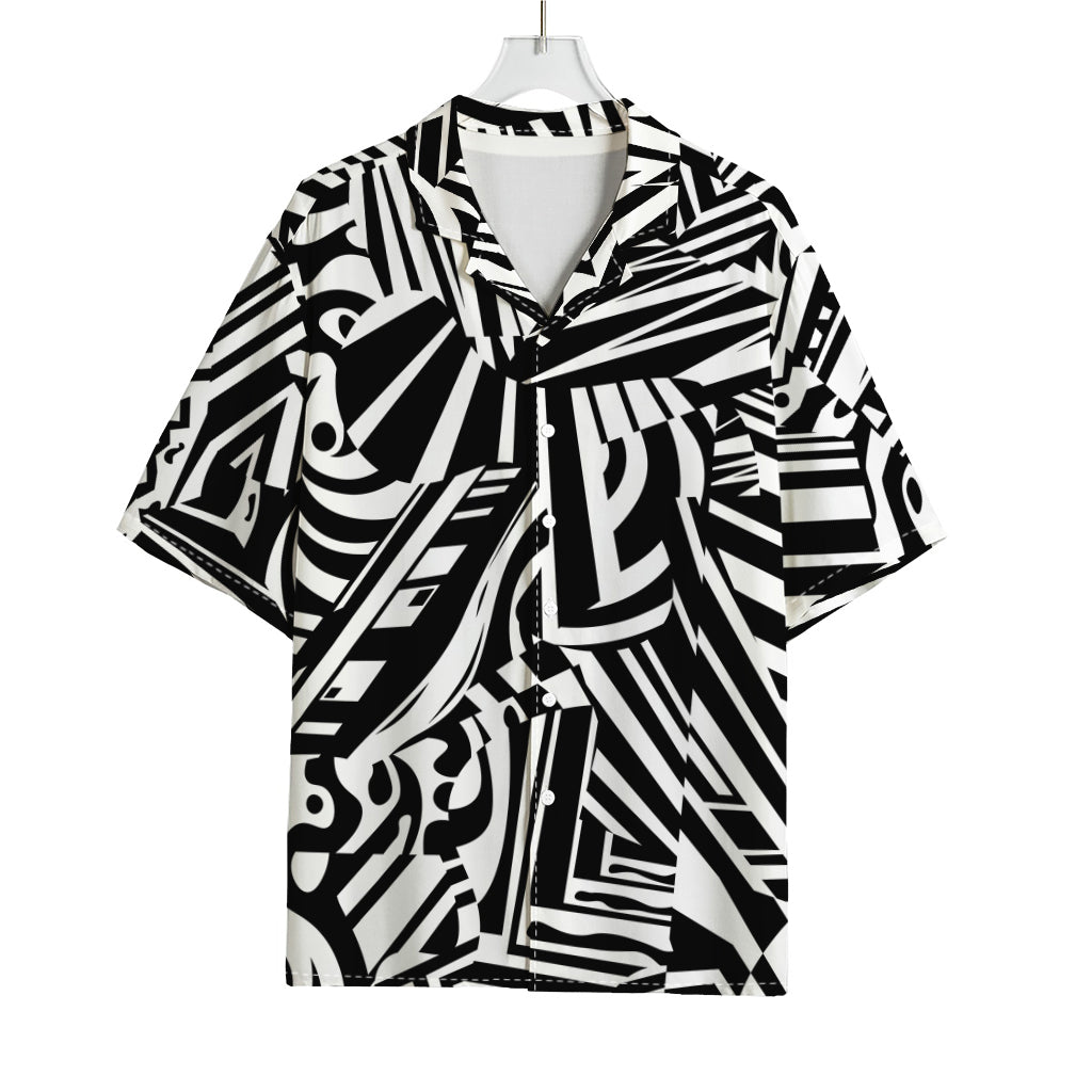 Abstract Dazzle Pattern Print Rayon Hawaiian Shirt