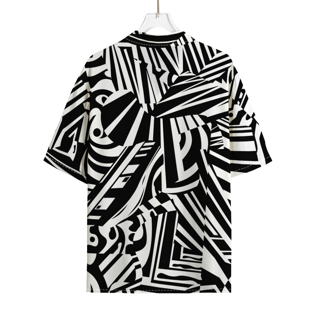 Abstract Dazzle Pattern Print Rayon Hawaiian Shirt