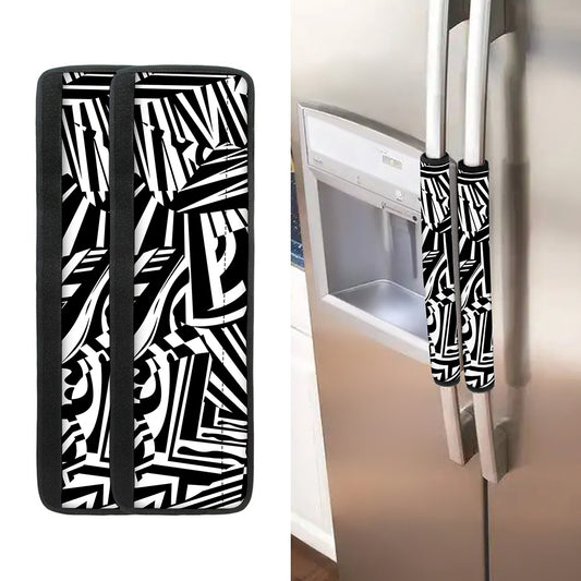 Abstract Dazzle Pattern Print Refrigerator Handle Covers