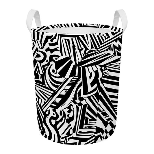 Abstract Dazzle Pattern Print Round Laundry Basket