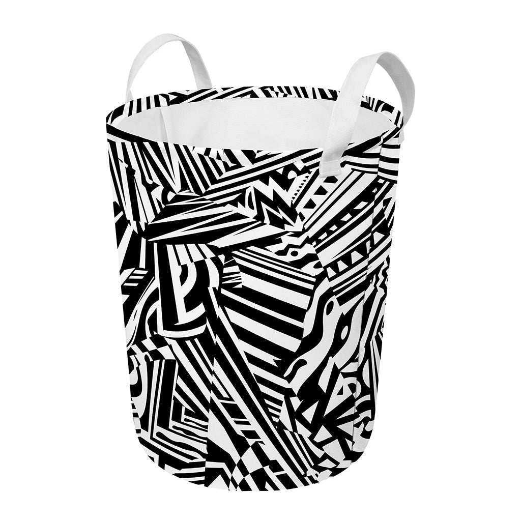 Abstract Dazzle Pattern Print Round Laundry Basket