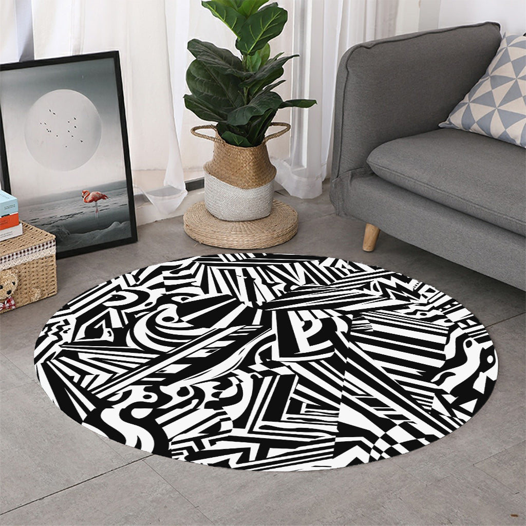 Abstract Dazzle Pattern Print Round Rug
