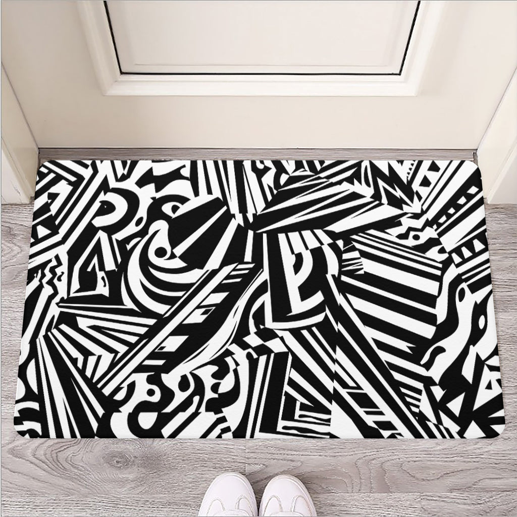 Abstract Dazzle Pattern Print Rubber Doormat